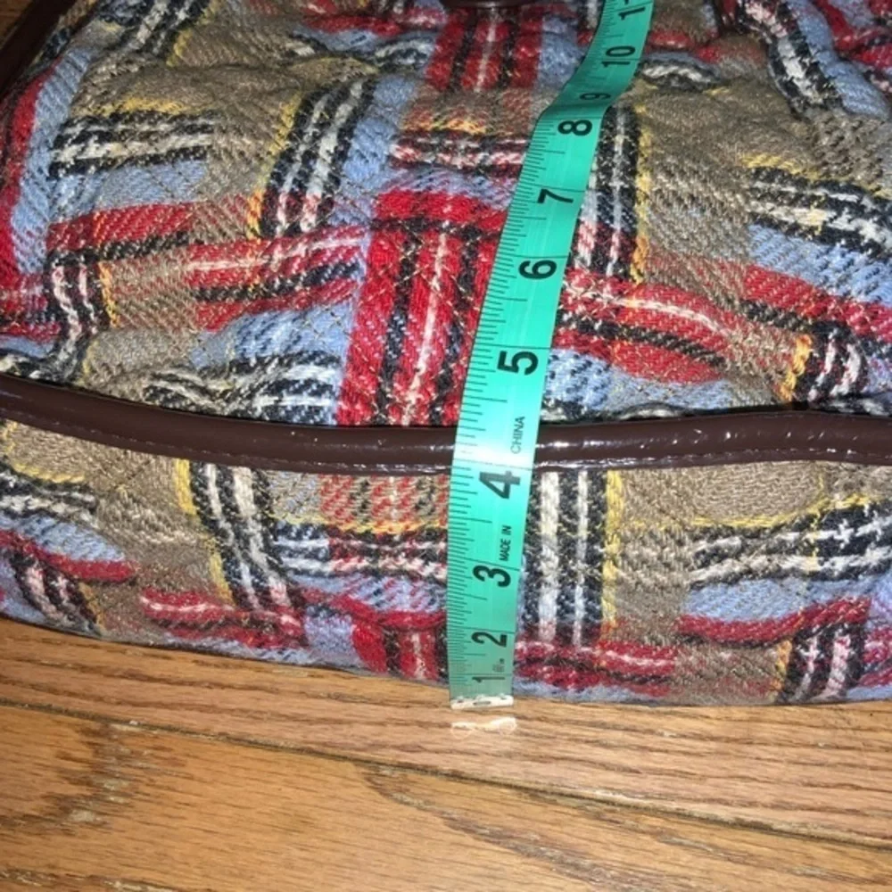 Vera Bradley Dual Strap Quilted Plaid Shoulder Bag Red, Blue, Tan - Picture 14 of 15